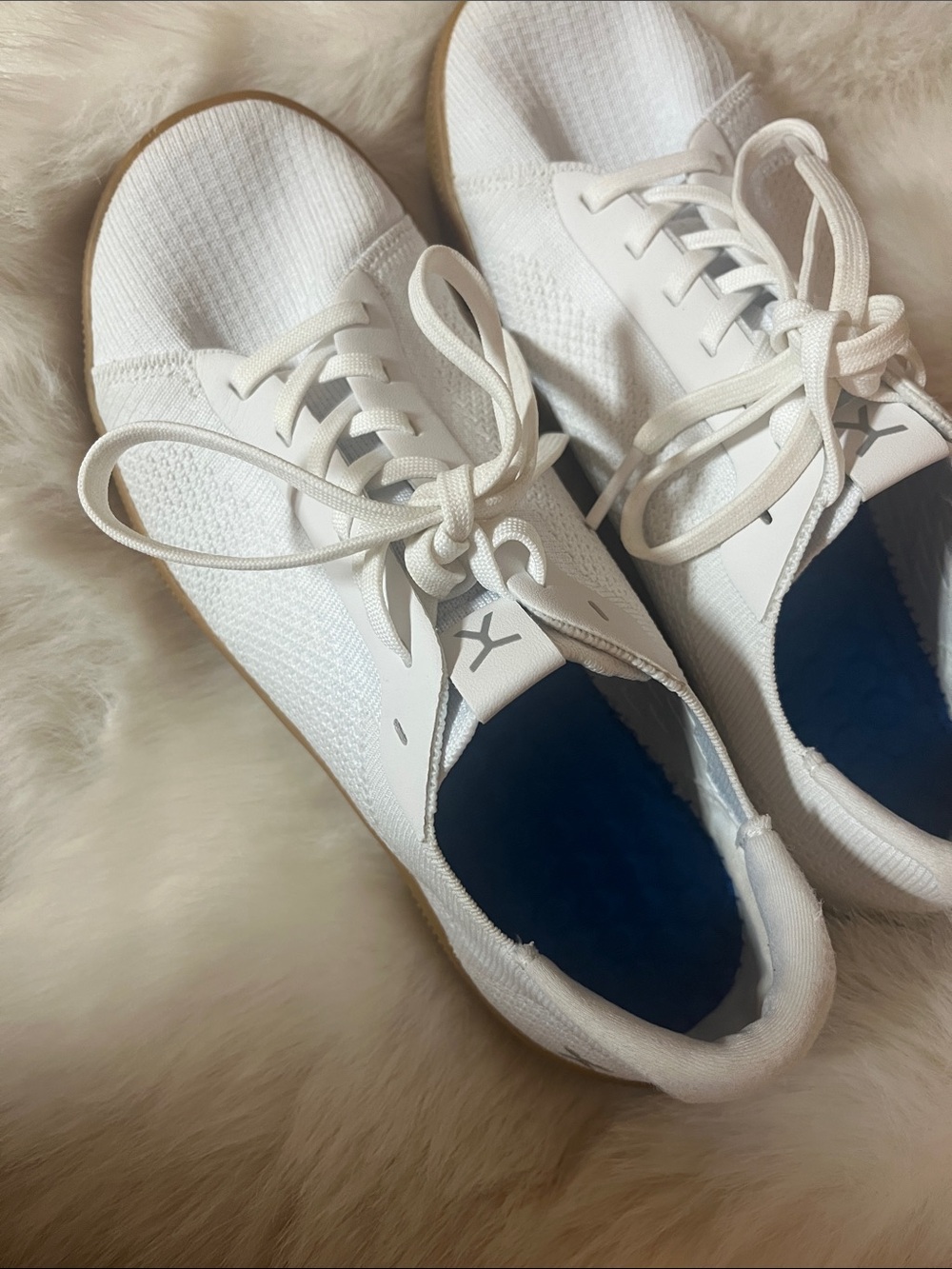 White Women's Knit Lace-Up Sneakers - Lightweight Casual Shoes